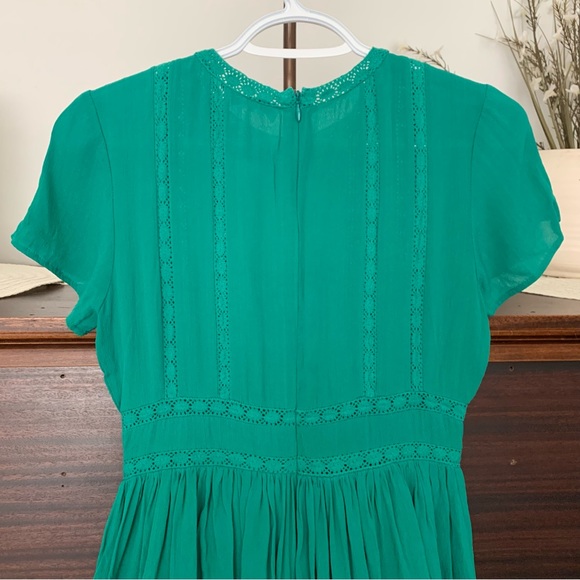 Asos - Embroidered, Emerald Green, Short-Sleeve Dress, Size 6 - Picture 9 of 13